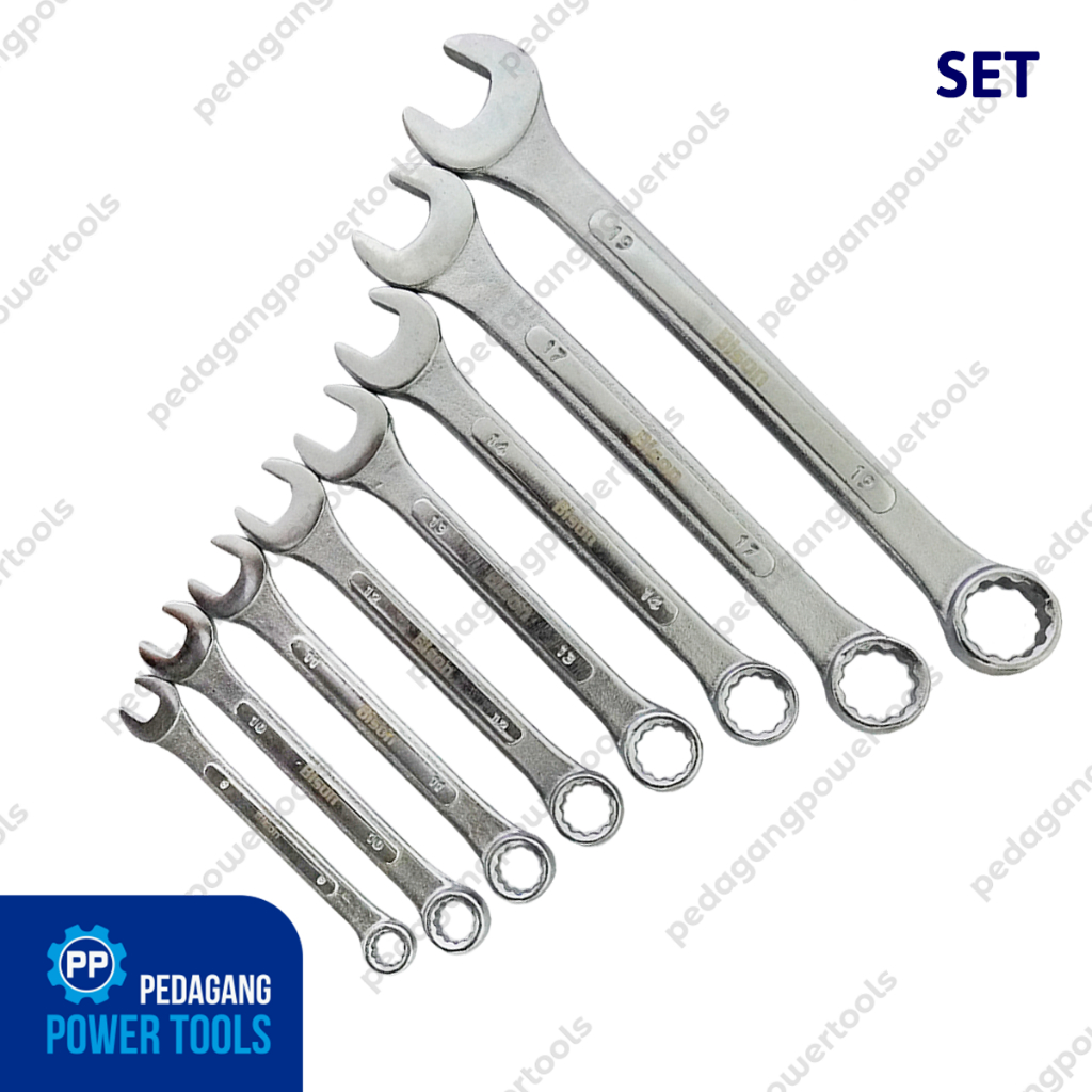 BISON Lite Kunci Ring Pas Set 8 pcs 8-19 mm Combination Wrench Inggris