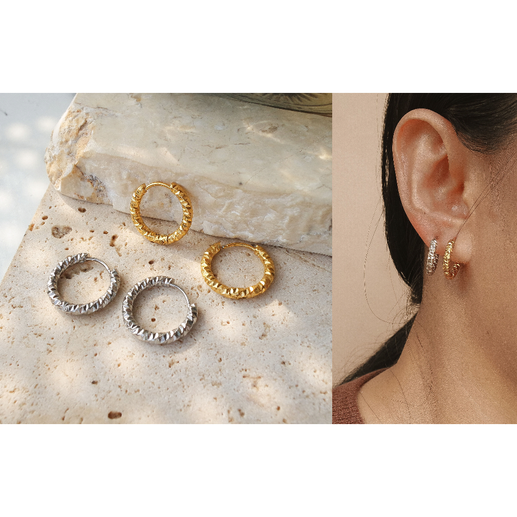 (ANTI KARAT) LOUIS EARRINGS / HUGGIES/ HOOPS - STAINLESS STEEL