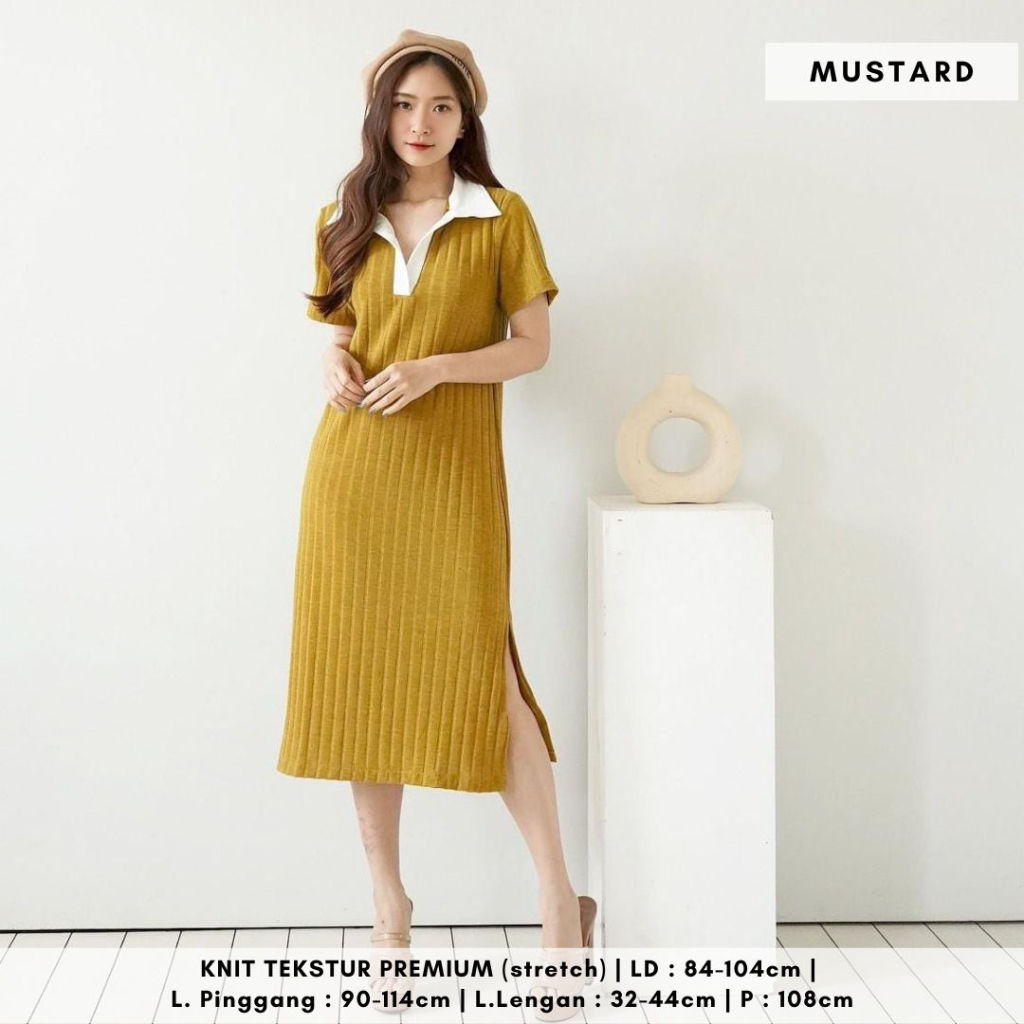 4800 carnia collar list knit midi dress