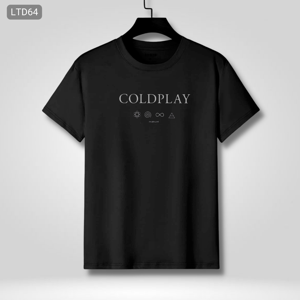 DTF-K03 - Kaos polos motif distro| Pakaian pria oblong| Tshirt baju pria coldplay cotton combed 30s| baju pria hitam sablon print DTF | T shirt musik