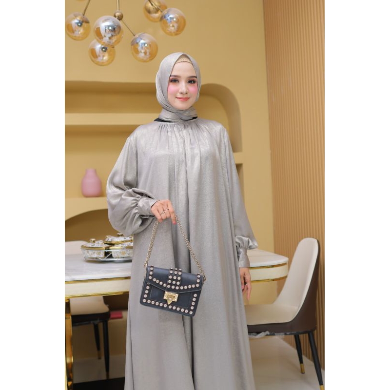 GAMIS ABAYA SHIMMER POLOS SET PASHMINA MEWAH 510