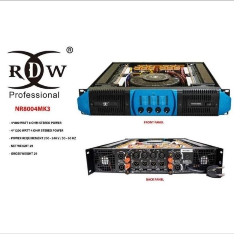 Power amplifier RDW NR8004Mk3 Biru Original Class H 800watt