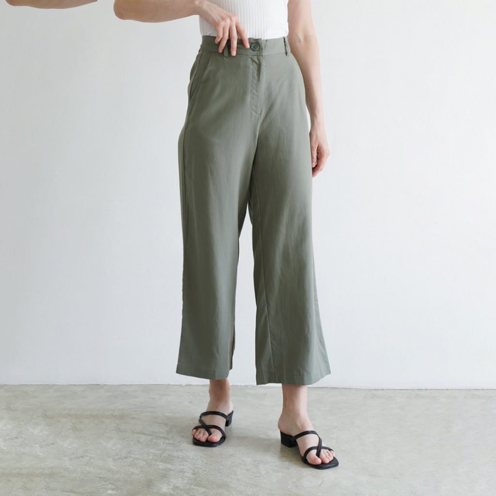 Mississippi Linen Trousers Celana Wanita LIN000195M Green