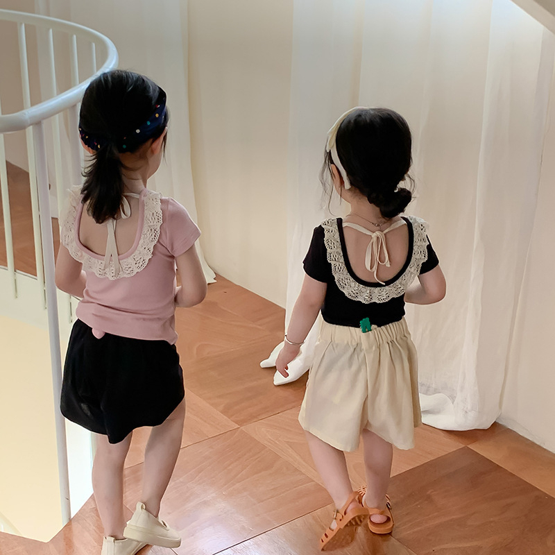 babyfit kaos lengan pendek punggung renda baju anak perempuan blus korean style import sc-0607