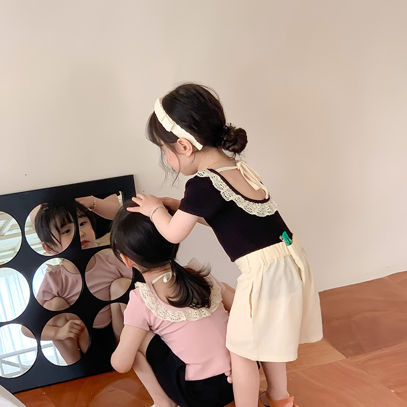 babyfit kaos lengan pendek punggung renda baju anak perempuan blus korean style import sc-0607