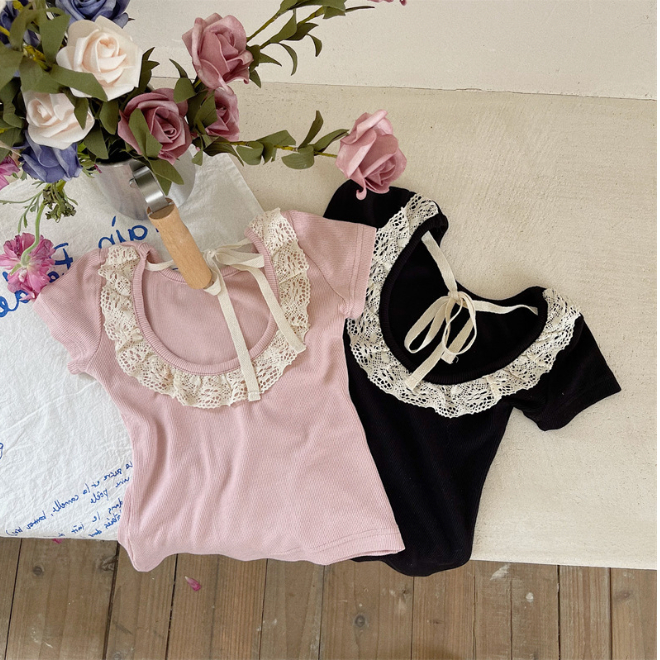 babyfit kaos lengan pendek punggung renda baju anak perempuan blus korean style import sc-0607