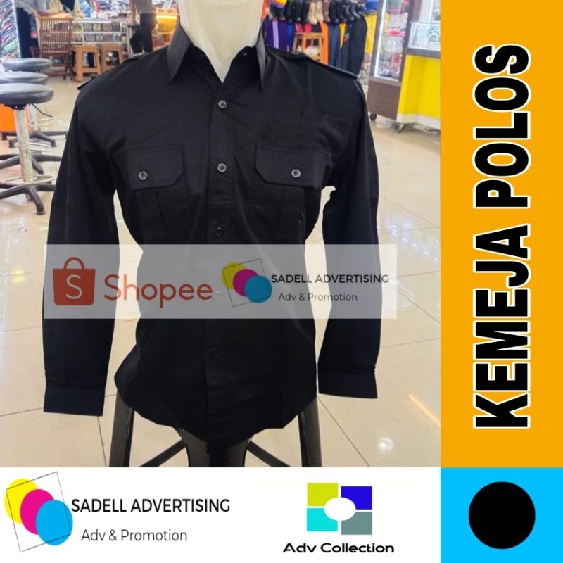 Kemeja Polos Seragam Polos Hitam PDH PDL Lengan Panjang Pria