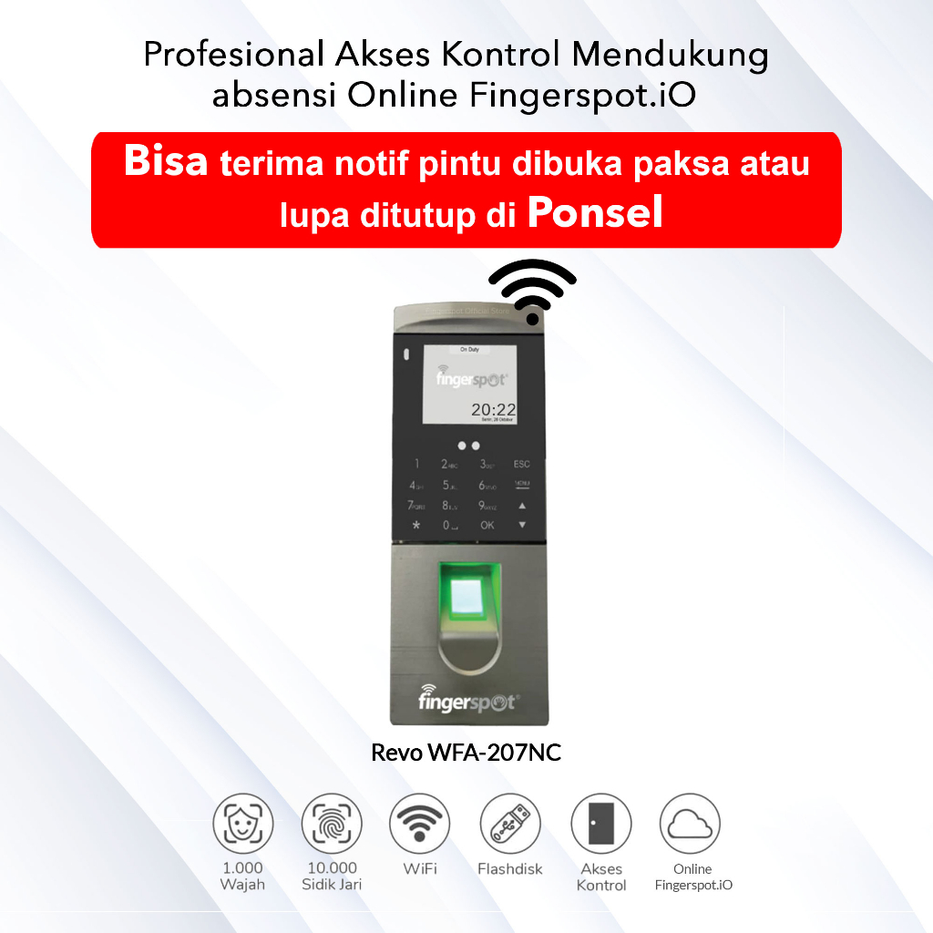 FINGESPOT REVO WFA-207NC - Mesin Absensi Wajah FINGERSPOT Revo WFA 207 NC - ACCESS DOOR