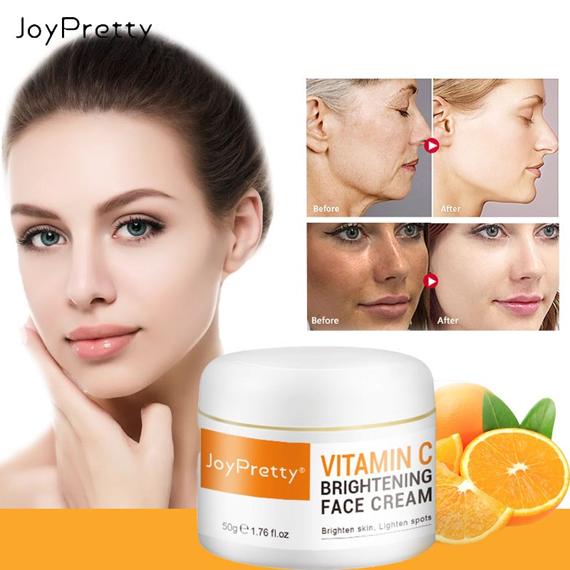 JoyPretty Vitamin C Whitening Freckle Cream Krim Penghilang Bintik 50g Krim Siang Pelembab Pencerah Wajah dengan Vitamin c