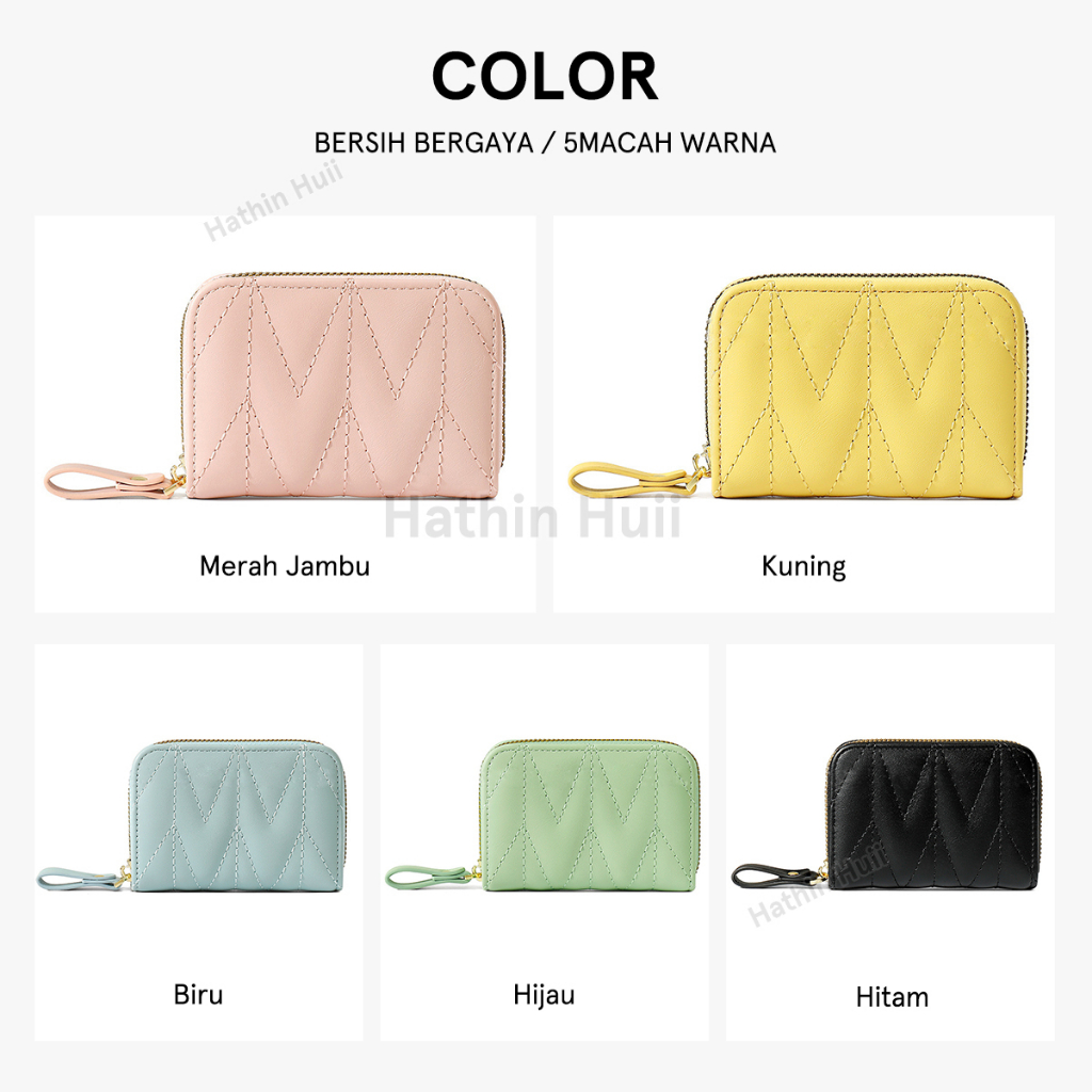 Hathin muii - Dompet Kartu Wanita KOREA IMPORT PU Leather Premium wallet Gemma Quilted Dompet wanita MINI RESLETING FASHION SHORT CARD Wallet