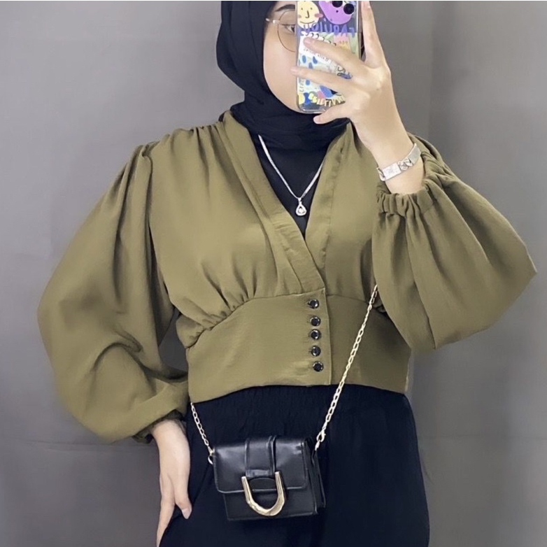 MAURIN CROP TOP BLOUSE OUTER / BIANCA TOP BLOUSE SEMI OUTER CRINKLE