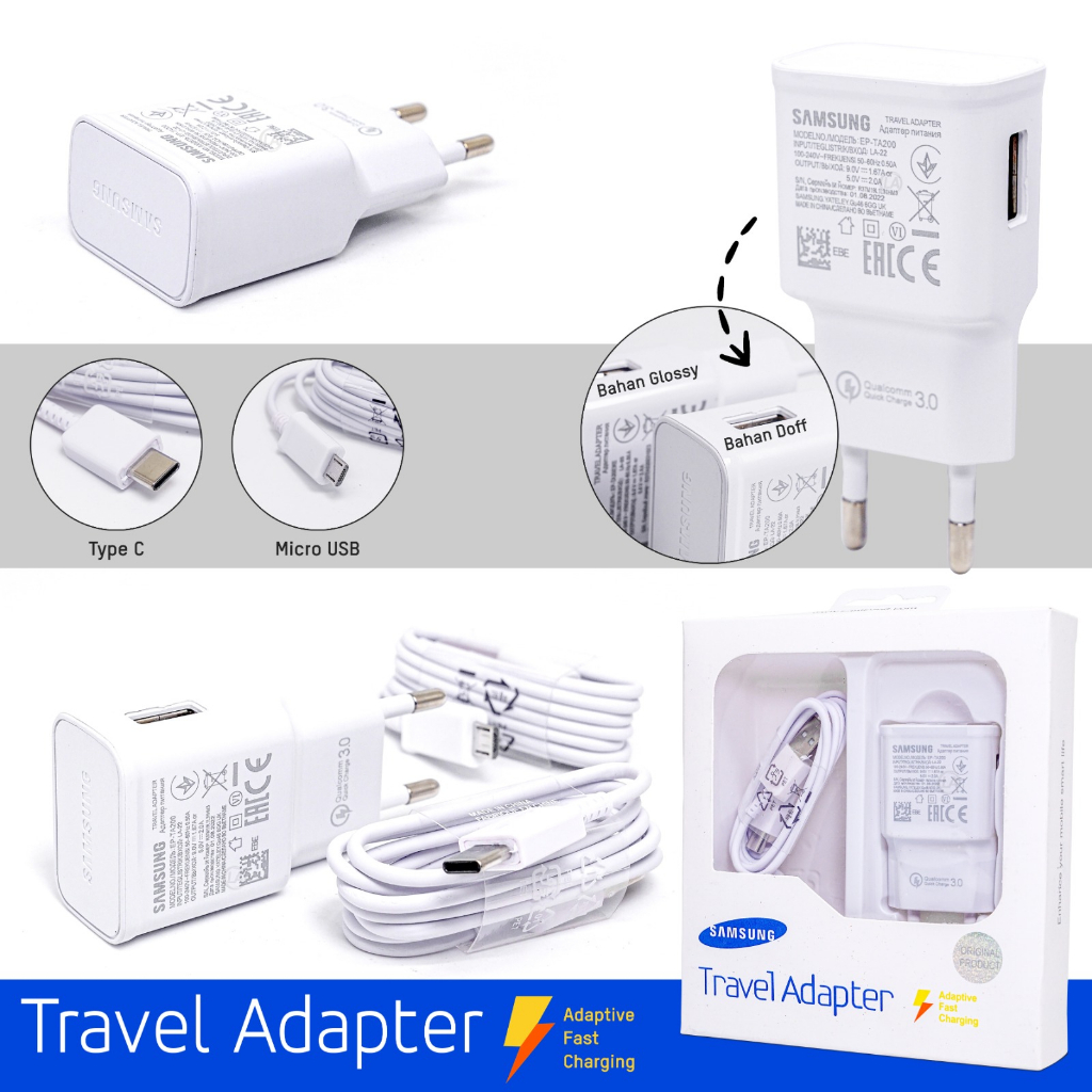 Tc Travel Charger Samsung  ori 100% FAST CHARGING 3A