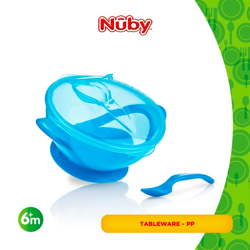 Nuby Garden Fresh Easy Go Suction Bowl and Spoon (Tersedia Pilihan Warna)