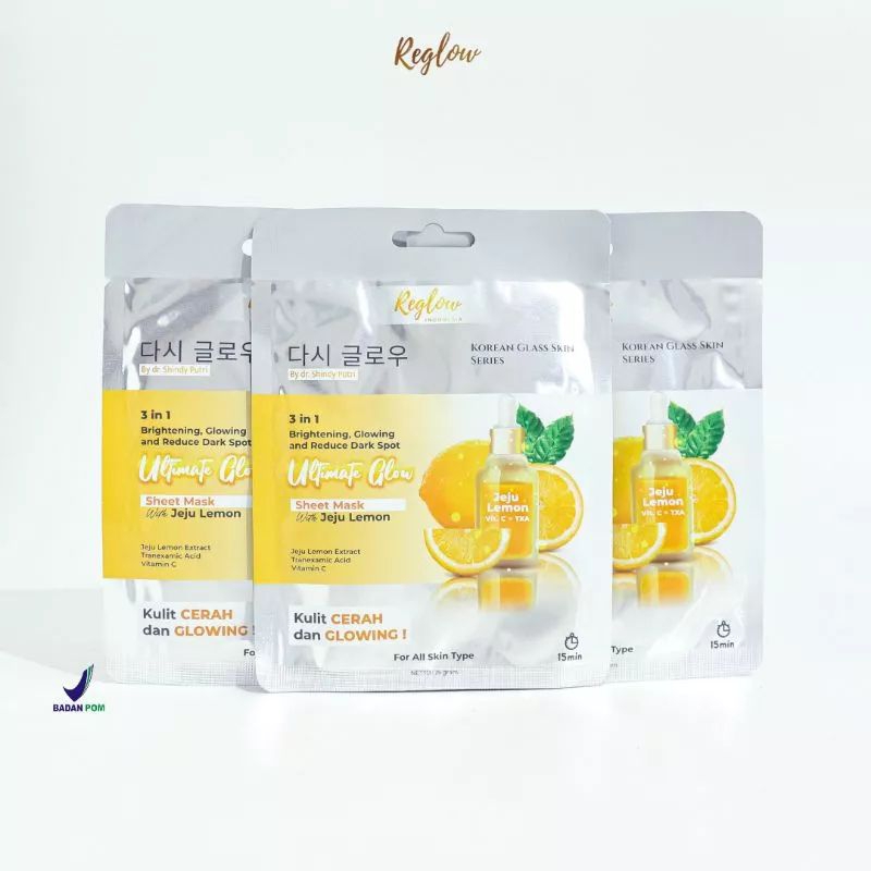 SHEET MASK 3 IN 1 ULTIMATE WITH JEJU LEMON GLOW SKIN REGLOW DR SHINDY SKINCARE ORIGINAL