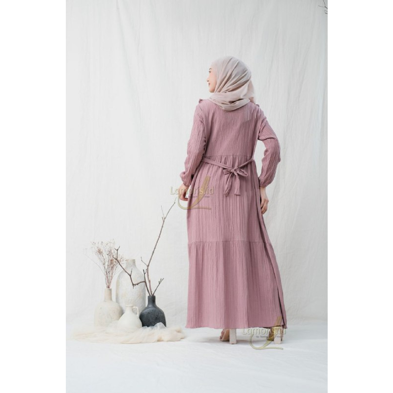 Gamis Wanita Neora Bahan Ladycrush Kancing Depan Dress Panjang Kekinian Terbaru