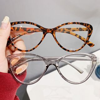 COD Frame Kacamata Lensa Flat Cat Eye Kacamata Anti Radiasi Gaya Leopard Retro Korea Fashion Wanita Glasses - SG