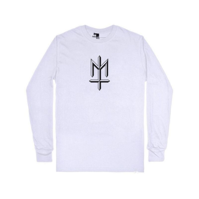 Maternal disaster T-shirt Longslavee Big Logo Hitam putih katun unisex