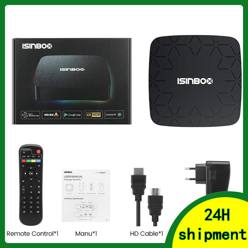 ISINBOX G18X4 TV Box Android 4K STB Media Player 2GB RAM 16GB ROM TV Box Digital 2.4GHz 5GHz Dual Band WiFi Bluetooth 5.1 Smart Set Top Box