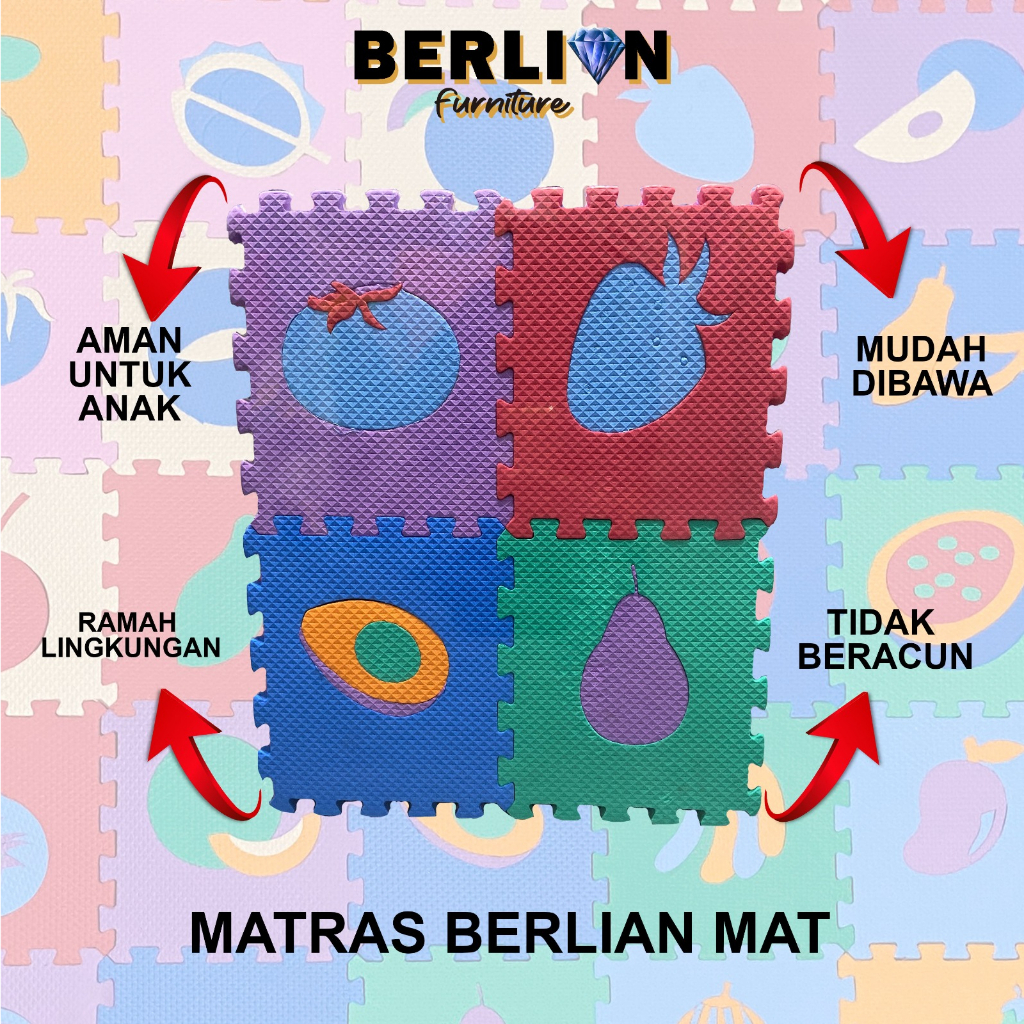 Matras Puzzle Buah Uk 15x15 40 Pcs Tbl 1 Cm Mainan Edukasi/ Tikar