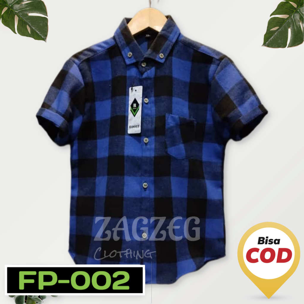 Zagzeg Clothing Atasan Kemeja Flannel Anak Lengan Pendek Kemeja Motif Kotak Bahan Flanel usia umur 2-6 tahun