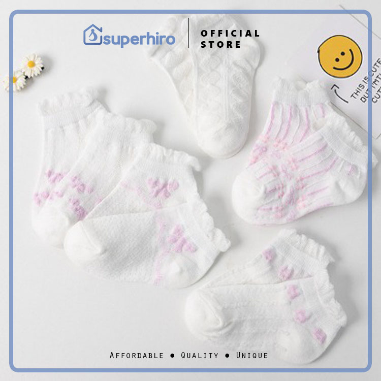 Kaos Kaki Bayi / Baby Socks 2 - 6 Year Flower Lace Pure White 3D