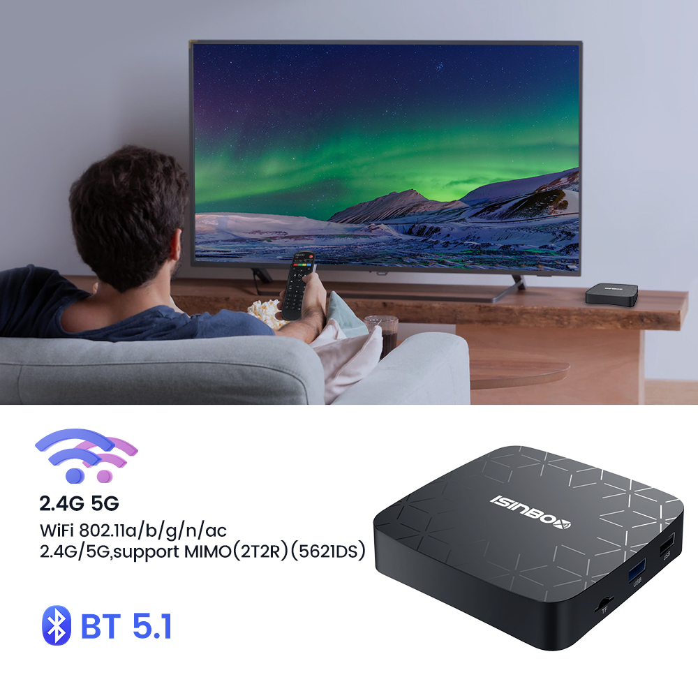 ISINBOX G18X4 TV Box Android 4K STB Media Player 2GB RAM 16GB ROM TV Box Digital 2.4GHz 5GHz Dual Band WiFi Bluetooth 5.1 Smart Set Top Box