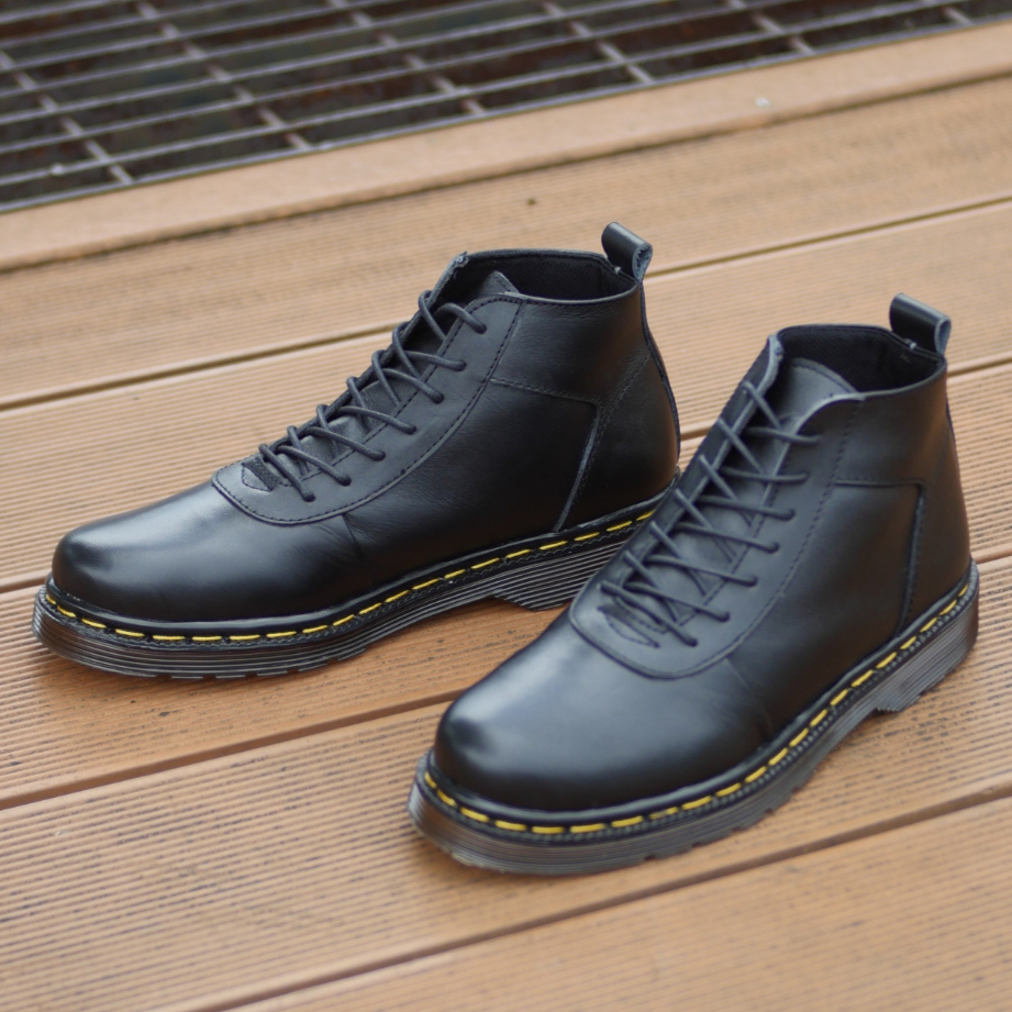 Sepatu Boots Pria Kulit Asli Casual Semi Formal Shoes Premium Kerja Kuliah Ori Greata Svend 0.2 Black