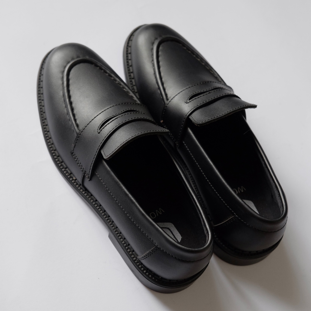 Loafers Black | Sepatu Loafer Formal Kasual Kerja Kuliah Pria Cowok Men Ori Lokal | FORIND x Worka