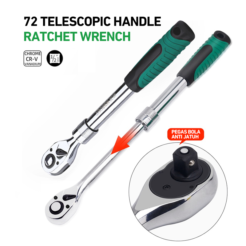 Bonkyo Perbaikan otomatis alat kunci soket 1/2 telescoping kunci pas ratchet drop cepat