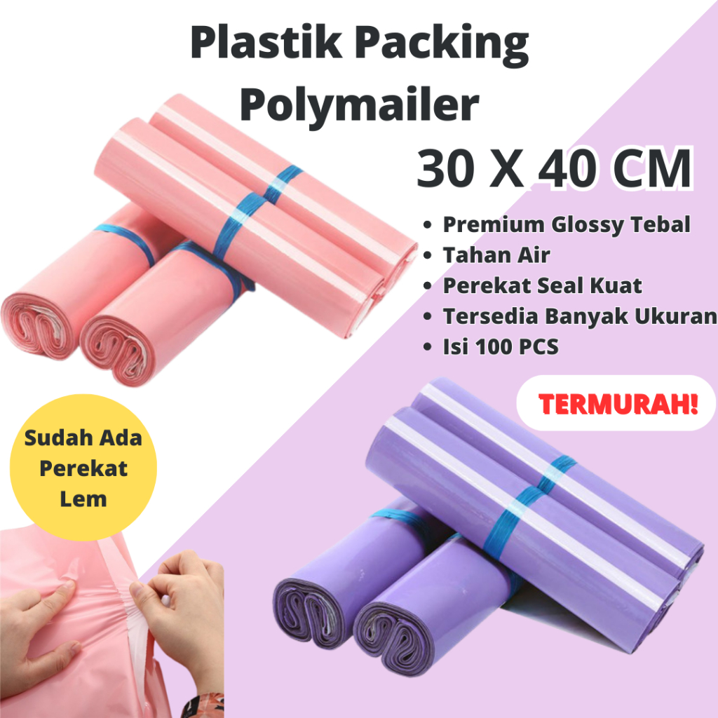 

Plastik LDPE Packing Olshop Polymailer Grade A 30x40cm Kantong Paket Glossy Tebal Polimer Premium Bisa Instan Medan