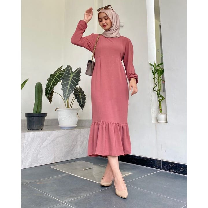 SISKA MIDI DRESS KOREAN LOOK / DRESS KOREA WANITA MODEL MERMAID ATAU DUYUNG