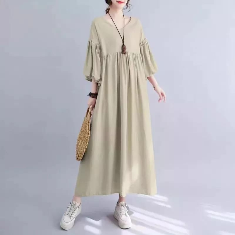 Midi Terbaru Deyra Midi Dress Wanita Jumbo Ld120 CM Bahan Crinkle Airflow Premium Midi Dress Muslim Korean Style