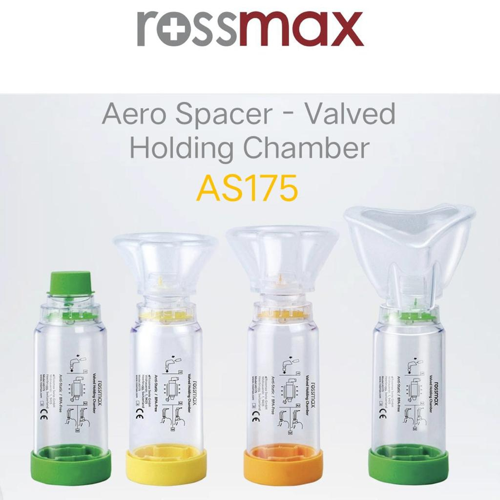 ROSSMAX THERAPY AEROSPACER AEROCHAMBER AS175 CORONG ASMA / ROSSMAX VALVED HOLDING CHAMBER AS175 / ALAT TERAPI ASMA ROSSMAX UNTUK BAYI (INFANT) ANAK (CHILD) DAN DEWASA (ADULT)