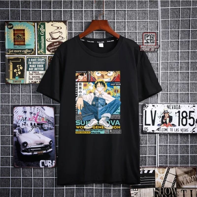 Koas Anime One Piece Lengan Pendek - Kaos Pria Anime Cotton Combed 30s Tangan Pendek S M L XL XXL