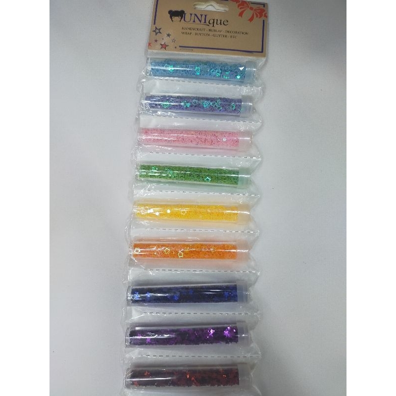 serbuk glitter 1 set (isi 12 pcs) warna warni utk hiasan kerajinan/nail art/makep