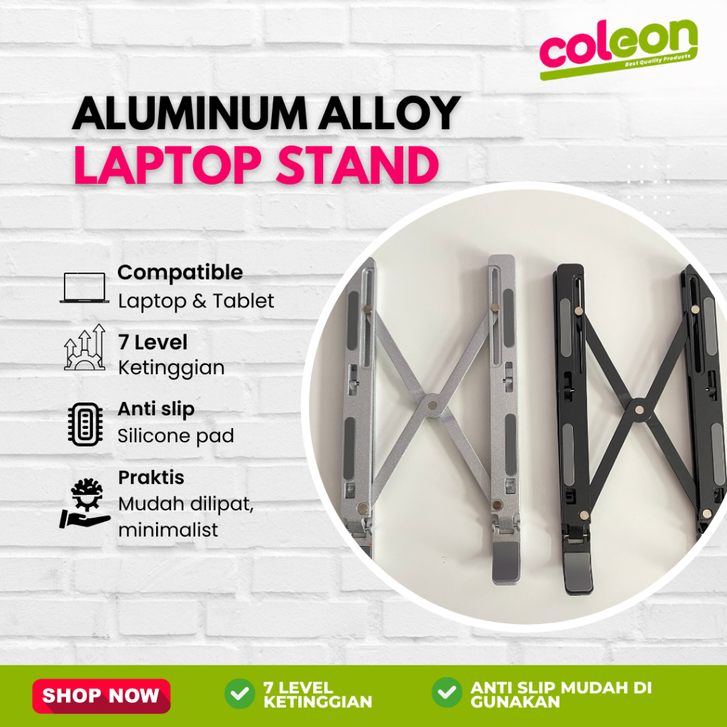 [COD] Dudukan Penyanggah Laptop Stand Portable Holder Lipat Tatakan Ipad Bahan Aluminium Kuat Kokoh Ringan