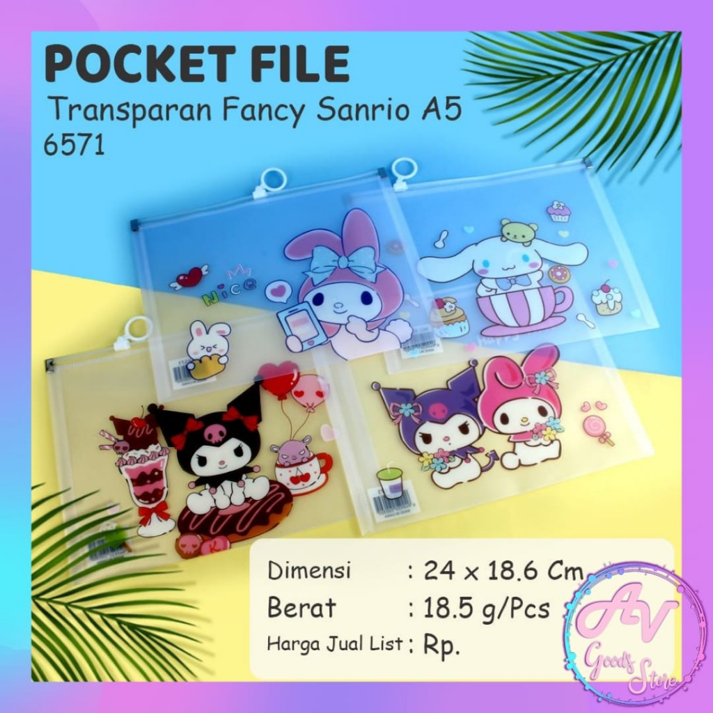 

Pocket File Karakter Fancy A5 / Pocket File Map Zipper Transparant A5
