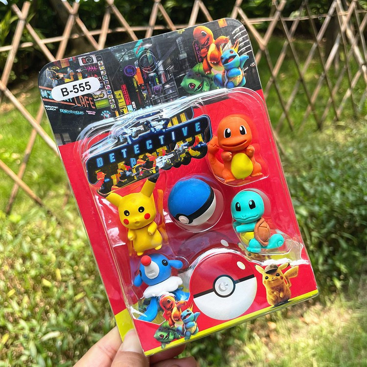 

￼￼penghapus pikachu 3 pcs 5pcs / Kotak Penghapus Bentuk Pokemon Untuk Stationery Pelajar / ￼Penghapus Pokemon 3D Setip Eraser Hapusan Stip Pikachu Snorlax Eevee