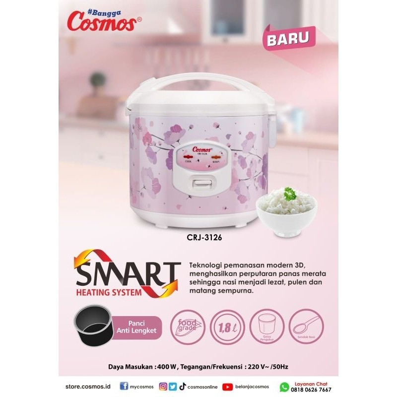 Cosmos Magic Com CRJ 3126 - Rice Cooker / Penanak Nasi 1.8 Liter - Garansi Resmi