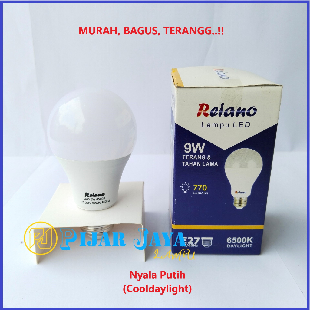 Lampu LED REIANO 9 watt Bohlam LED Rumah 9W Cahaya Putih Terang Murah Bagus