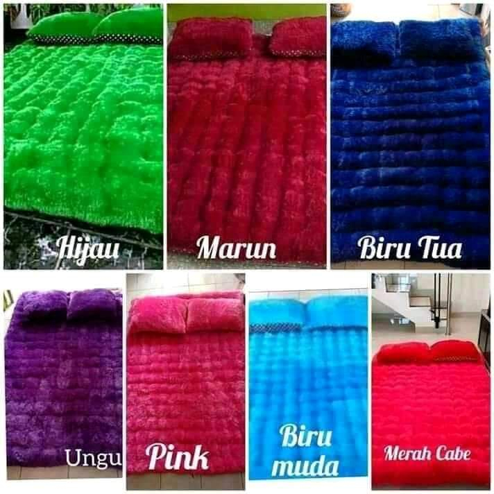 kasur gender/bulu rasfur/kasur bulu/kasur menul/kasur lantai bulu+free 2bantal