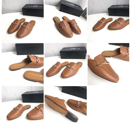 SCH06  coach original slippers shoes flat shoes leather material  xie