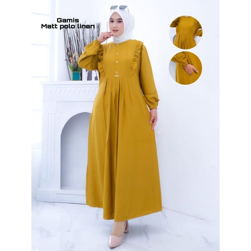 [COD] safira Dress | gamis polo linen GAMIS BEST SELLER