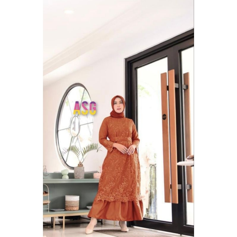 ( Produk Baru ) Amita Gamis Brukat Premium Maxi Dress Pesta Seragam Wisuda Jumbo Kondangan Size M L XL XXL 3XL