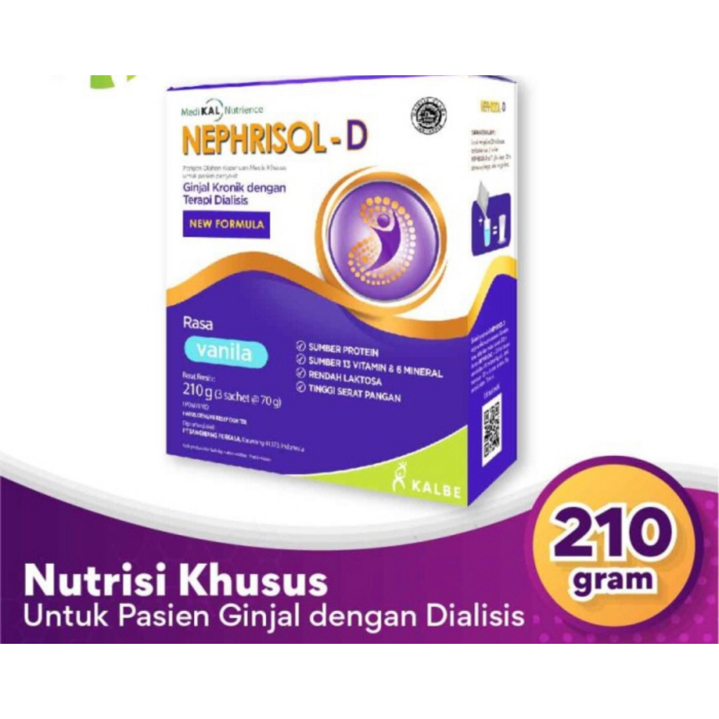 

NEPHRISOL D 210 gram - Nutrisi Tinggi Protein Pasien Gagal Ginjal Kronik HD / CAPD