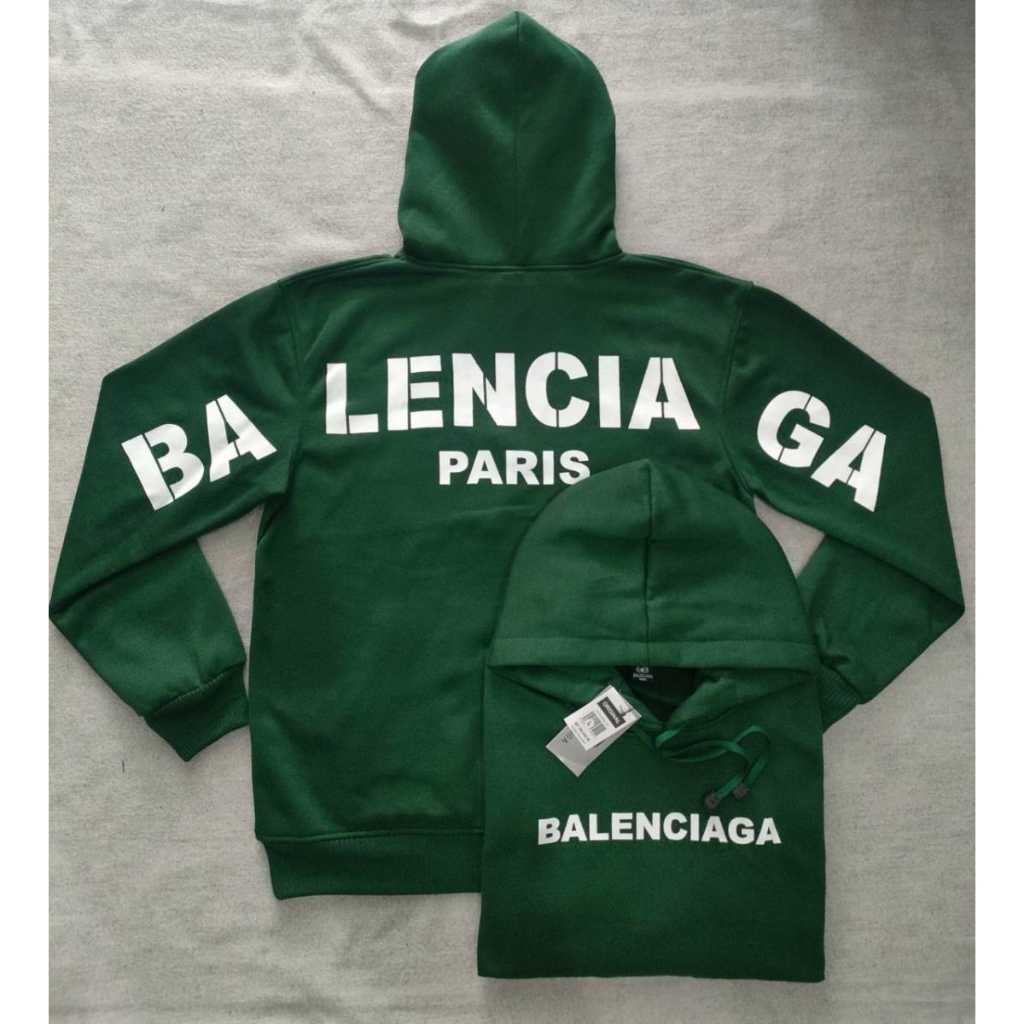 Sweater Hoodie Balenciaga Hijau Botol Hoodie Pria wanita Original