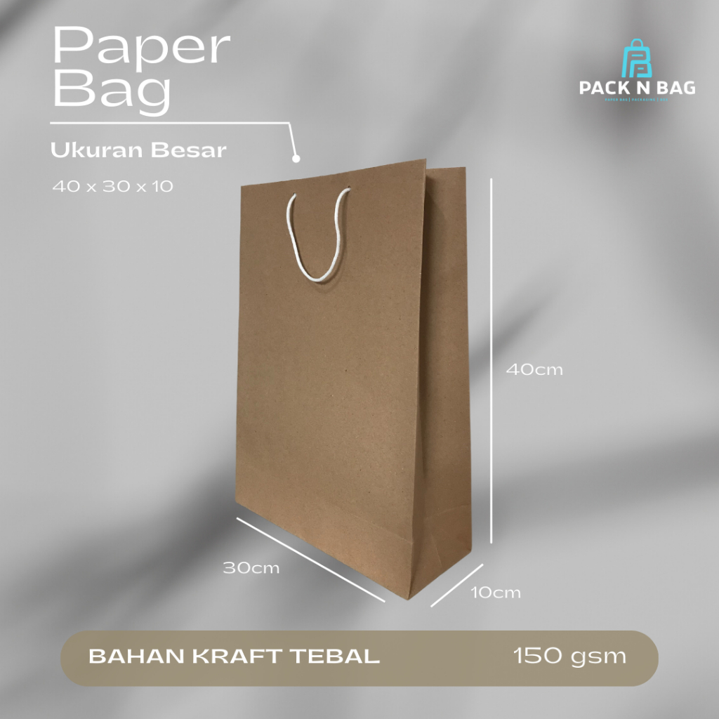 

Paper bag ukuran 30x40x10 cm bahan kraft tebal 150 gsm