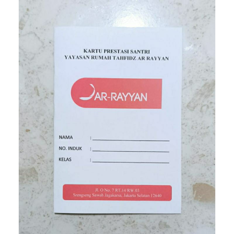 KARTU PRESTASI SANTRI PENGAJIAN CUSTOM