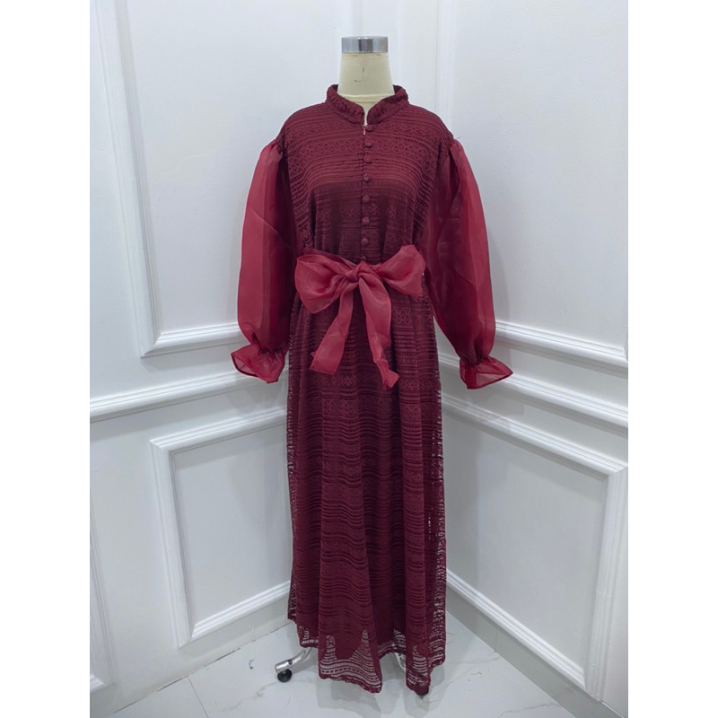 GAMIS LEBARAN BRUKAT TANGAN BALON ORGANZA CLARISA MEWAH MUSLIMAH ACARA PESTA GROSIR MURAH MODELLANO