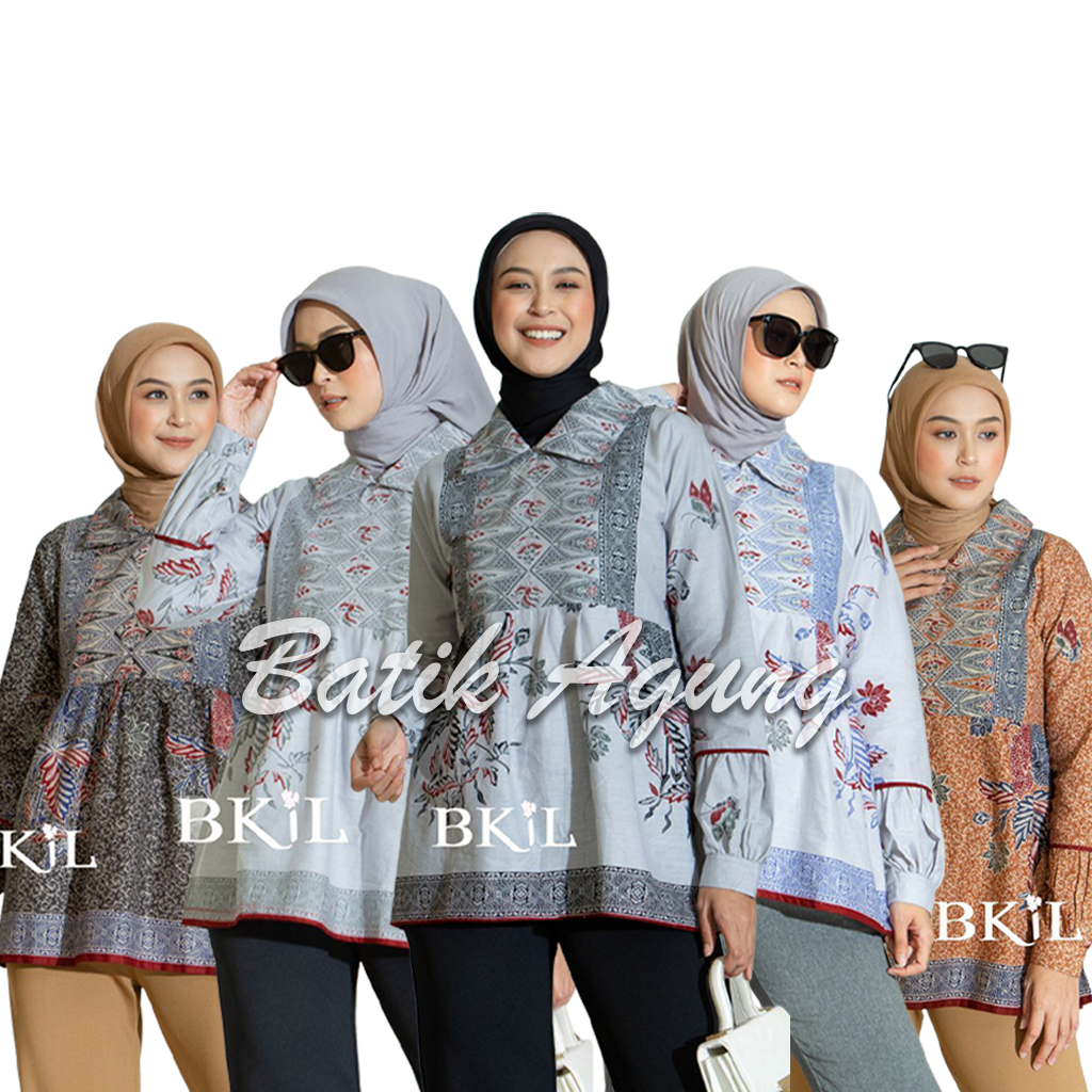 Atasan Baju Batik Katun Kombinasi Kerja Kondangan Seragaman Wanita Muslim Dewasa Remaja Kekinian
